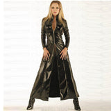 Faux Leather/PVC Long Sleeves Gothic Long Trench Coat For Men & Women