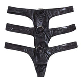 Men PU Leather Briefs Thong G-string Bikini