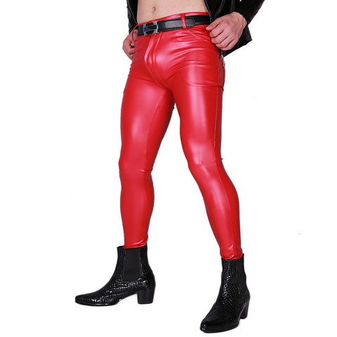 Hot Modis Sexy Men PVC  Faux Leather Pencil Pants