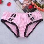 Sissy Shiny Soft Ruffled Floral Lace  Low Rise Stretchy Bikini