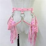 Punk Leather Harness Link Chains Bra Garters