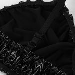 Wetlook Jockstraps Ruffled Spaghetti Strap Bra Top with Briefs