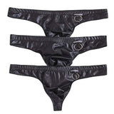 Men PU Leather Briefs Thong G-string Bikini