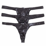 Men PU Leather Briefs Thong G-string Bikini