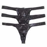 Men PU Leather Briefs Thong G-string Bikini