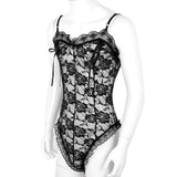 Sissy Lingerie Swimsuit See Through Sheer Sexy Lace Exotic Teddy Romper