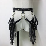 Punk Leather Harness Link Chains Bra Garters