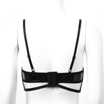 Women's Open Cup Bra Tops Wet Look Patent Leather Lingerie Quarter Cup Strappy Underwired Bra