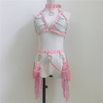 Punk Leather Harness Link Chains Bra Garters