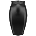 Womens Knee Length Zipper Wet Look  Black PU Leather Skirt