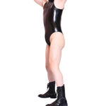Wetlook Men's PVC Sleeveless Bodybuilding Bodysuit