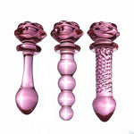 Pink Rose Glass Anal Plug