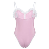 High Cut Ruffle Lace Sissy Teddy Bodysuit