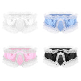 Sissy Underwear Lace Sexy Frilly Ruffled Open Crotch Pouch Underpants