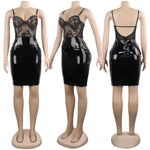 Sexy Lace PVC Patchwork Bodycon Dress