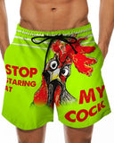 3D Chickens Print Drawstring Short Pants