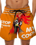 3D Chickens Print Drawstring Short Pants