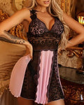 Lace Mesh Backless Babydoll With Cardigan