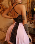 Lace Mesh Backless Babydoll With Cardigan