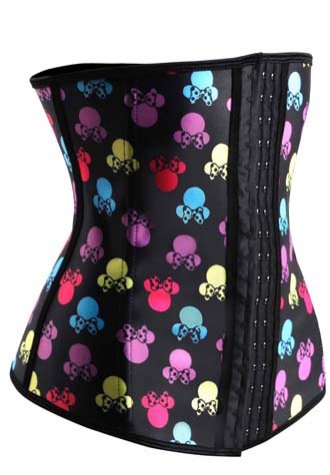 Latex Waist Trainer Butterfly Bow Print Corset