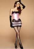 Plus Size Satin Ruffle Details Corset Dress with Ribbon