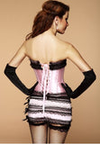 Plus Size Satin Ruffle Details Corset Dress with Ribbon