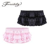 Soft Shiny Satin Sissy Ruffled Bloomer Tiered Skirted Panties