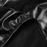 Sexy Black Wet Look Faux Leather Teddy Zipper One Shoulder jumpsuit