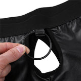 Soft Shiny Leather Open Crotch Shorts Underwear Open Butt boxer Shorts with Front Hole