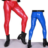 Sexy Men High Elastic PVC Shiny Pencil Pants Tight Faux Leather Fashion Glossy Punk Pencil Pants