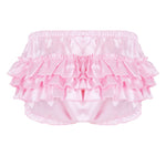 Shiny Satin Ruffled Sissy Bloomer Tiered Skirted