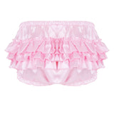 Shiny Satin Ruffled Sissy Bloomer Tiered Skirted