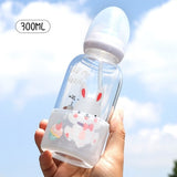 Glass Water Bottle With Straw