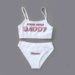 Summer Kawaii COME HERE DADDY Letter Print Tank Top Sexy Crop Top & PLEASE DADDY Panties