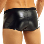 Men's Panties Faux Leather Double Zipper Jockstraps Bulge Pouch