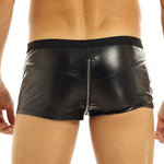 Wetlook Nightclub Faux Leather Zipper Jockstraps Bulge Boxer Shorts