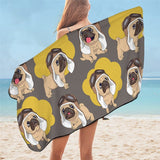 Hippie Pug Bath Towel, Blanket Microfiber  75x150cm