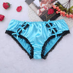 Sissy Shiny Soft Ruffled Floral Lace  Low Rise Stretchy Bikini