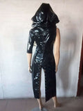 Women Sexy Black Wet Look PVC PU Dress Catsuit PVC  Lace-up  Dress