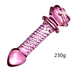 Pink Rose Glass Anal Plug