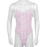 High Cut Ruffle Lace Sissy Teddy Bodysuit