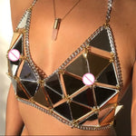 Metal Chain Hollow Sparkly Diamond Sequins Tank Top