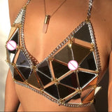 Metal Chain Hollow Sparkly Diamond Sequins Tank Top