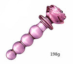 Pink Rose Glass Anal Plug