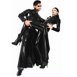 Faux Leather/PVC Long Sleeves Gothic Long Trench Coat For Men & Women