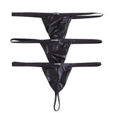 Men PU Leather Briefs Thong G-string Bikini