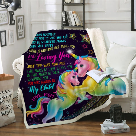 Unicorn Throw Blanket Sherpa Fleece