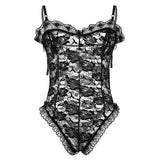 Sissy Lingerie Swimsuit See Through Sheer Sexy Lace Exotic Teddy Romper