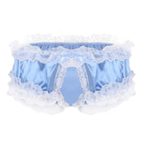 Sissy Underwear Lace Sexy Frilly Ruffled Open Crotch Pouch Underpants