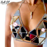 Metal Chain Hollow Sparkly Diamond Sequins Tank Top